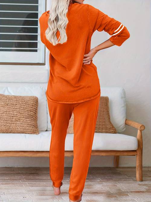 womens autumn winter set with round neck long sleeves