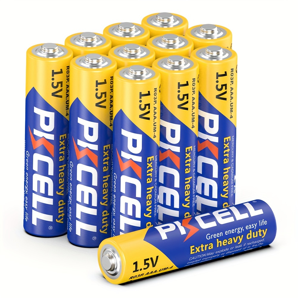 

12/40 Pack PKCELL 1.5V AAA Batteries, 3A R03P UM4 Carbon Zinc Non-Rechargeable, pour LED Candle Clocks, Lampes de poche, et Dispositifs Familiaux et de Travail