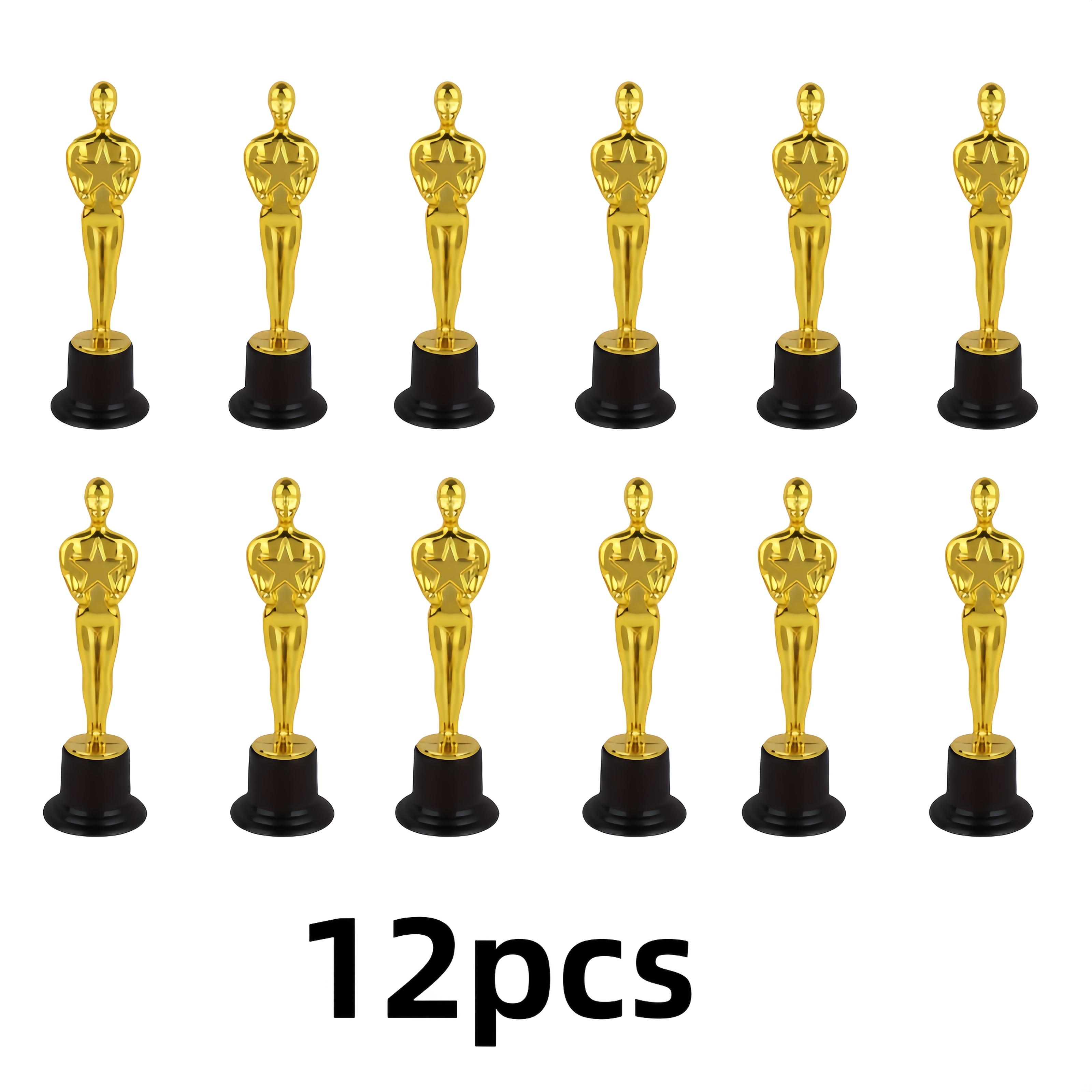 TEMU Lot de 6/12, Trophée doré de 6 pouces/15,2 cm - Médaille et trophée cadeau pour la fête des professeurs, Mini-trophée en gros, Statuette de