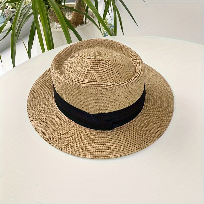 Fedora Women Hat Womens Strap Sun Hat Bow Ribbon Top Hat Seaside Vacation  Beach Straw Gardening Hats for Women