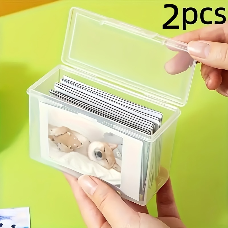 Image of 2 Transparent Card Storage Boxes - Dust-proof, Moisture-proof, Pressure-resistant, Suitable For Storing Playing Cards, Game Cards, Business Cards And Id Cards. Portable Desktop Storage Box