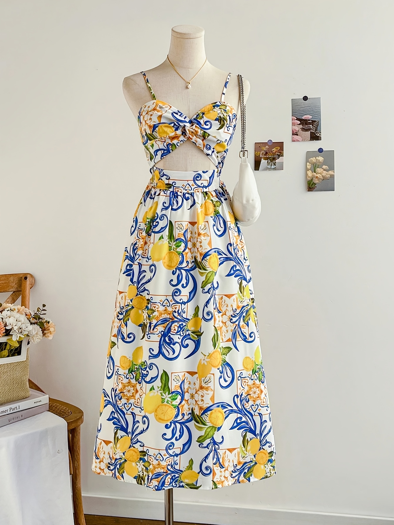 elegant vintage print maxi dress women sleeveless backless - Temu Germany
