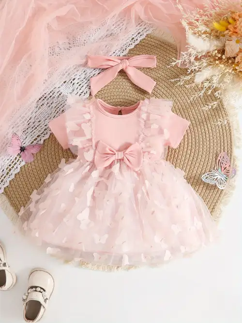New 2025 Summer Dress for Baby Girls, Featuring a * with a Tulle Short-Sleeve Design New 2025 Summer Dress for Baby Girls, Featuring a * with a Tulle Short-Sleeve Design