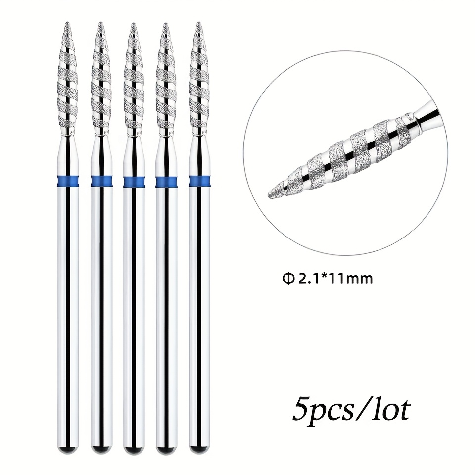 5pcs Tornado Flame Drill Bit Milling Cutters Pedicure Diamond Burrs For Electric Polisher Additions Tools