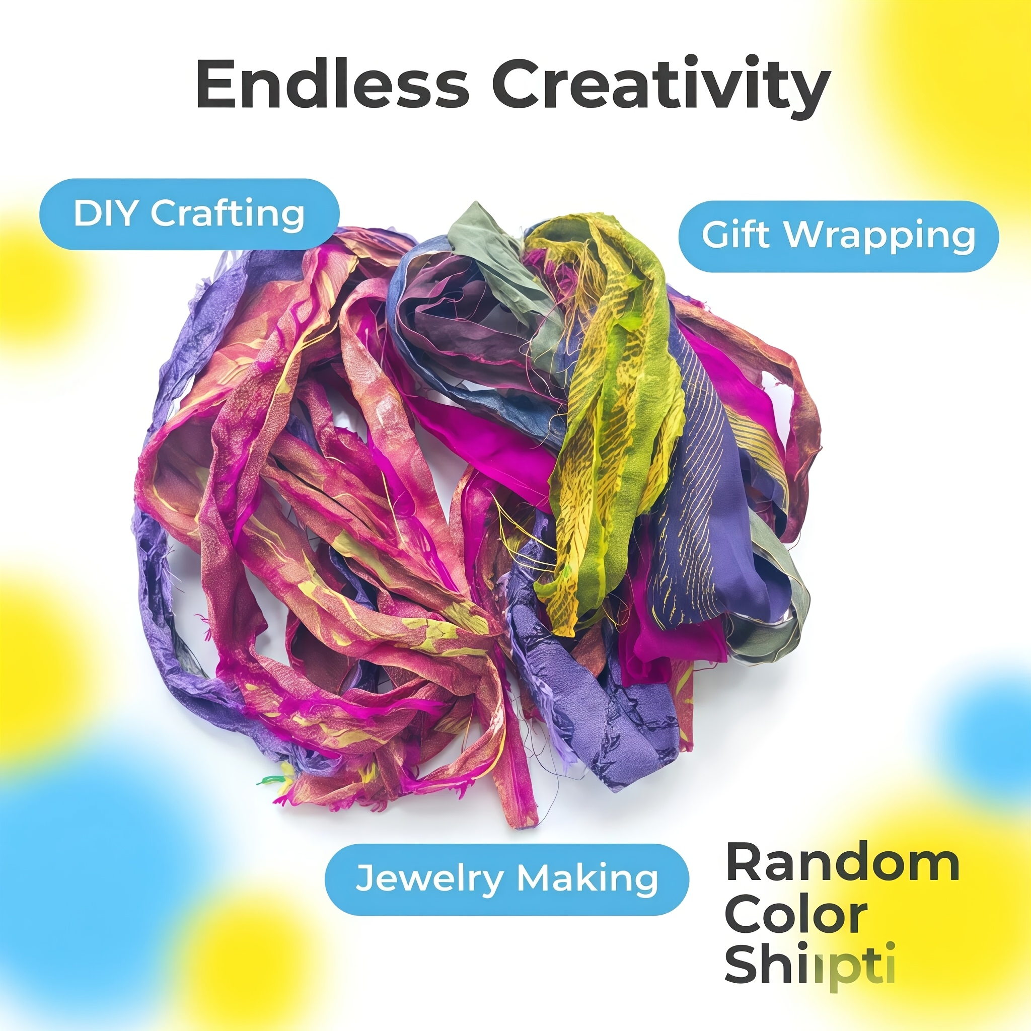 TEMU Scarti di nastro Sari dai colori misti vivaci da 300 cm, nastro per cucito, confezioni regalo per bouquet intrecciati e artigianato