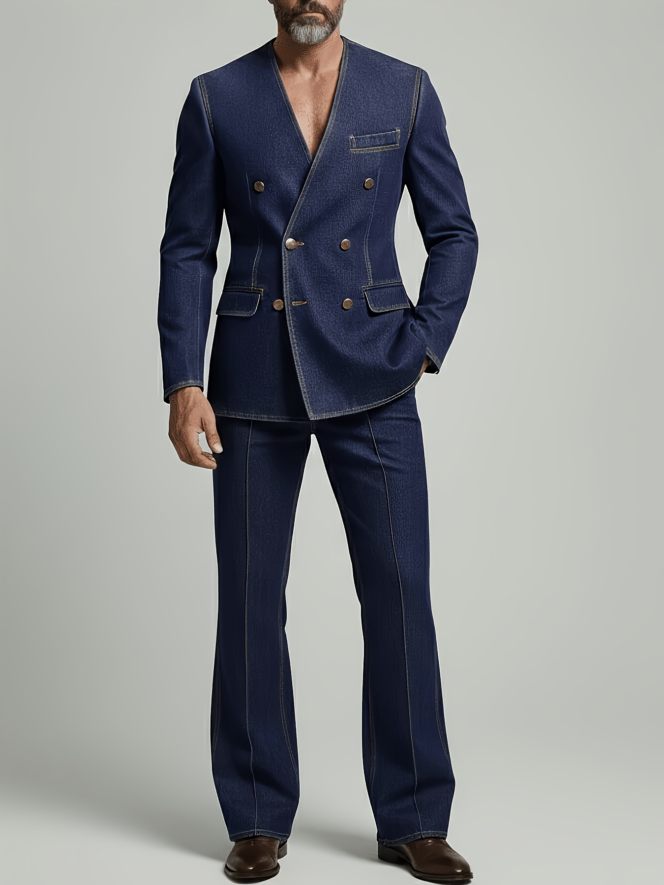 2pcs *'s Suit - Denim-inspired Suit