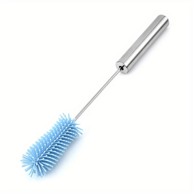 1pc FlexiClean Silicone Rotating Cleaning Brush for Bottles and Cups - Reusable, Manual Press-Action, No-Electricity Needed, Versatile for Kitchen, Bathroom, Toilet Use