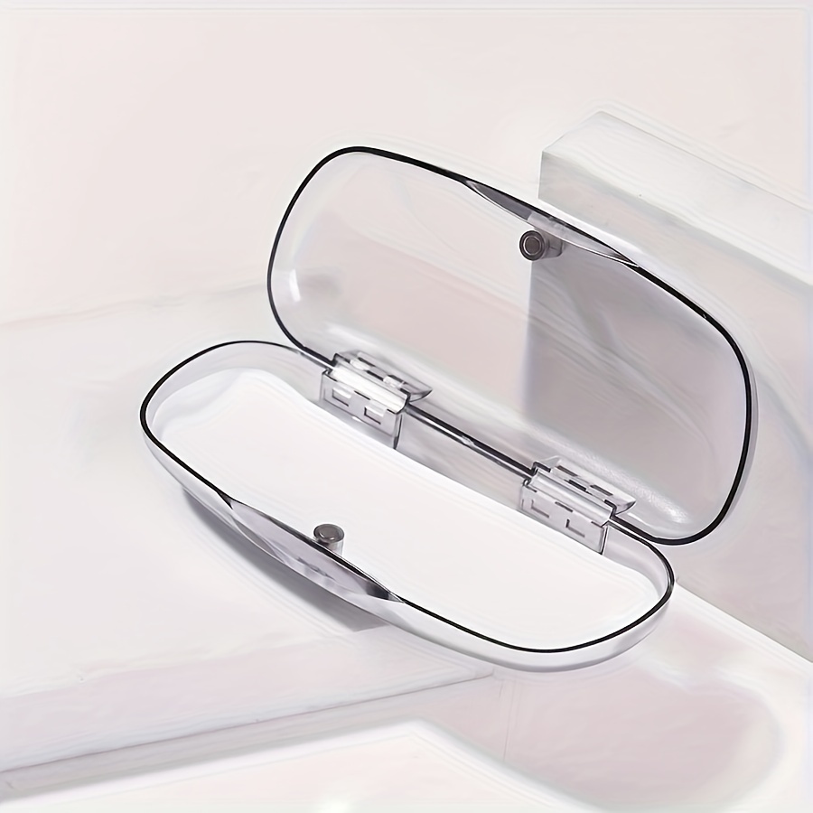 

1pc Sleek Semi-transparent Hard Glasses Case - Minimalist Portable Design With Protective Flip Cover, Plastic, Ideal For Travel & Use