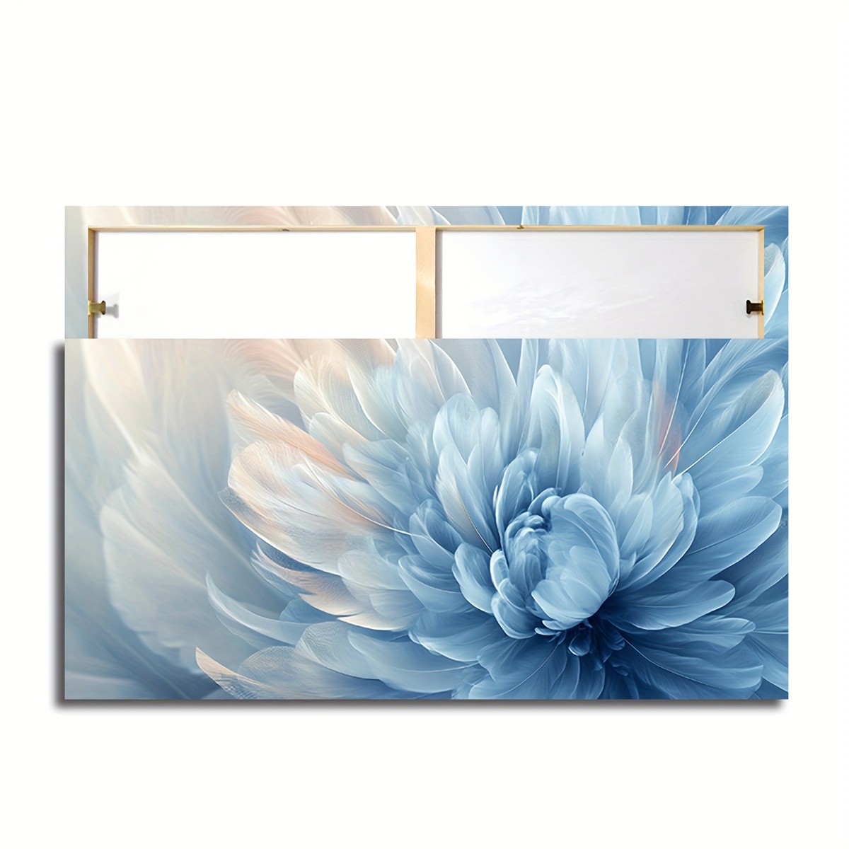 TEMU Large Framed Light Blue Print – Modern Minimalist Wall Decor For Living Room, Bedroom, Or Office, 20x40 Inches (50x100cm), Canvas With Wooden