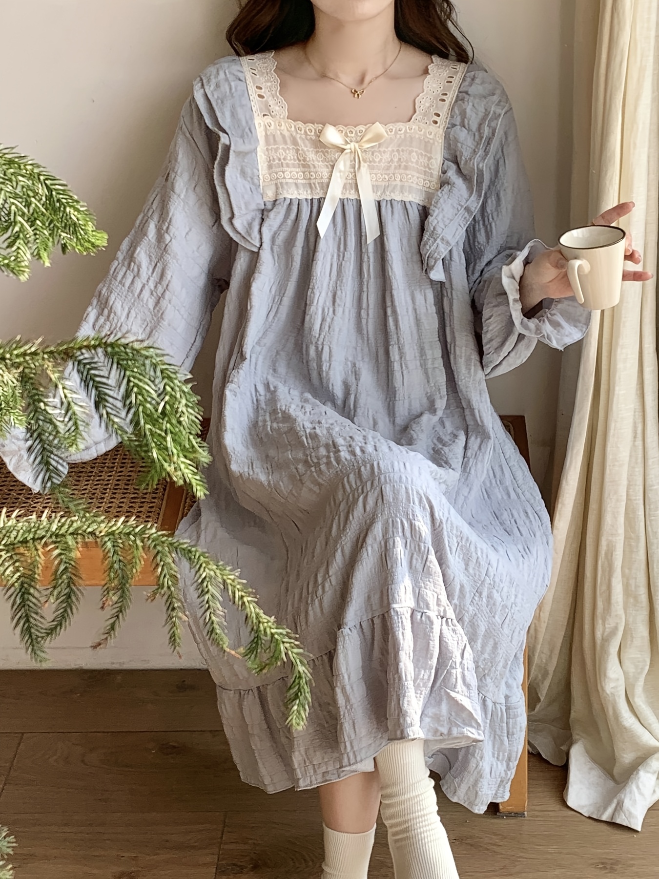 long sleeve nightgown womens spring autumn