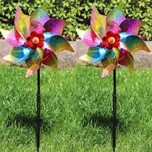 molinillo repelente de aves con luces coloridas para decoración de jardines y parques