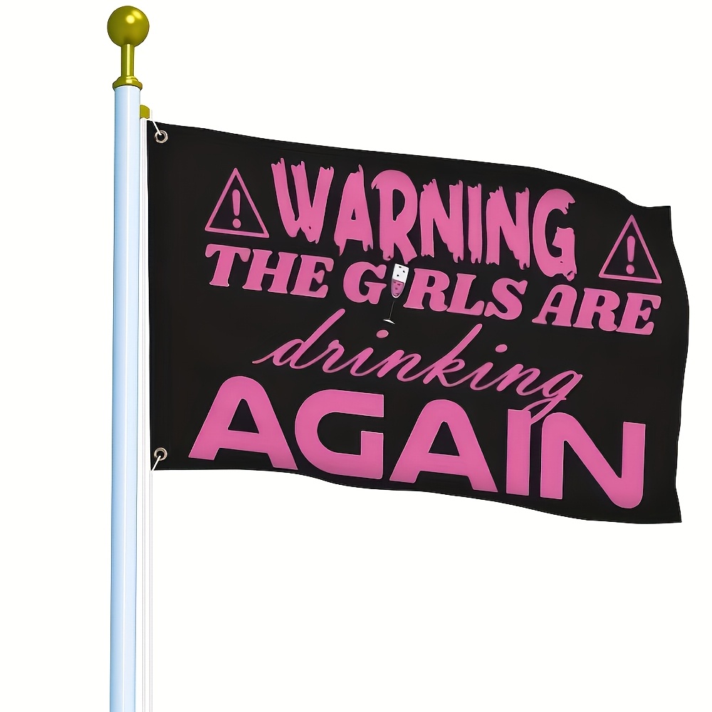 TEMU Drapeau 1pc Pack, Drapeau Universel Multi-Tailles, Lettres et Motif Rose Vif, Matériau Polyester, Très Adapté à la Décoration Extérieure de