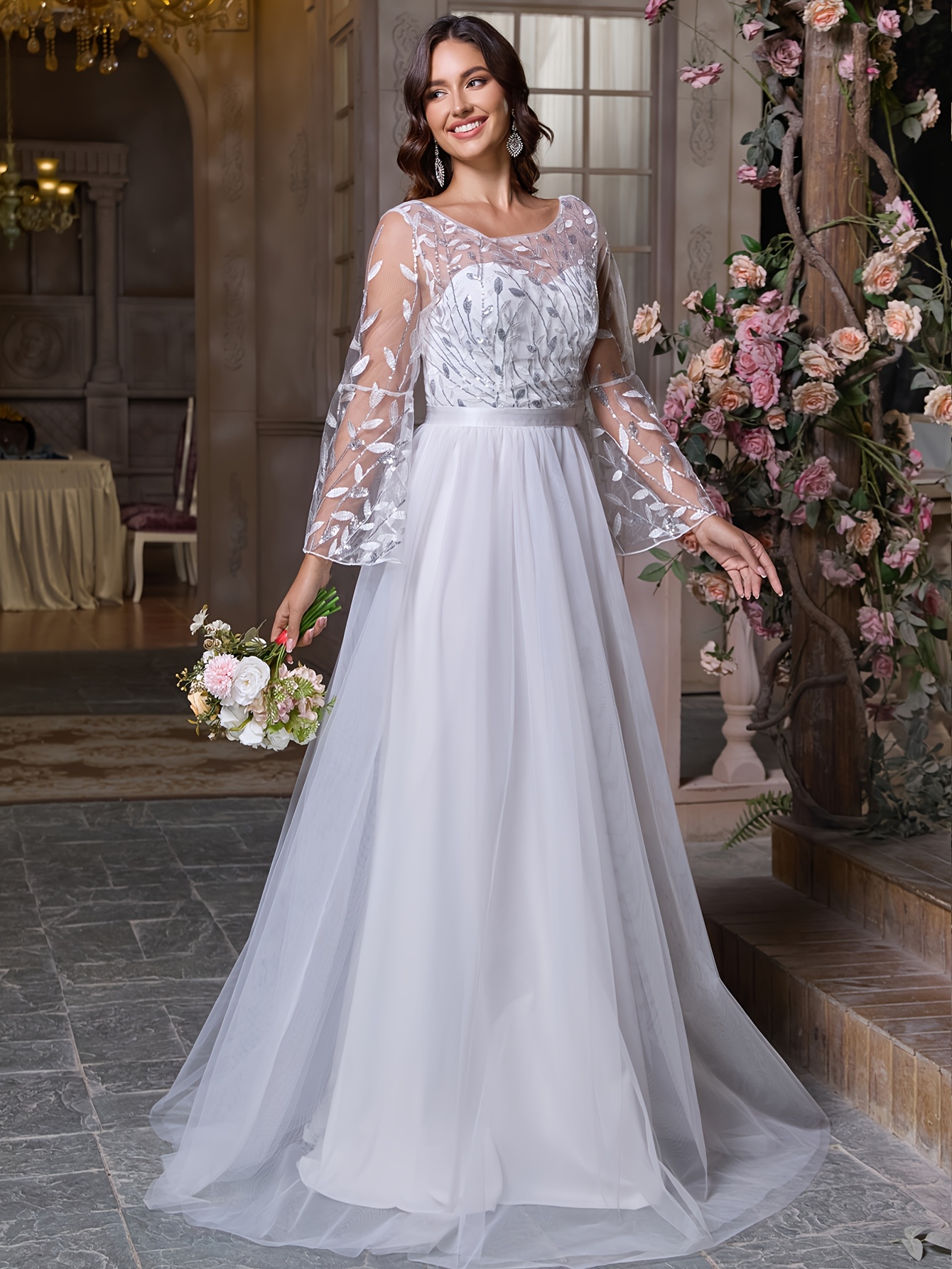 full figured cocktail dresses Plus Size Green Dress Wedding Guest Chiffon Long Sleeve A Line Midi Dress Color:Custom Color ( Special instructions For Seller) oldhollywood Prom Dress Style #29951 featuring a corset bodice