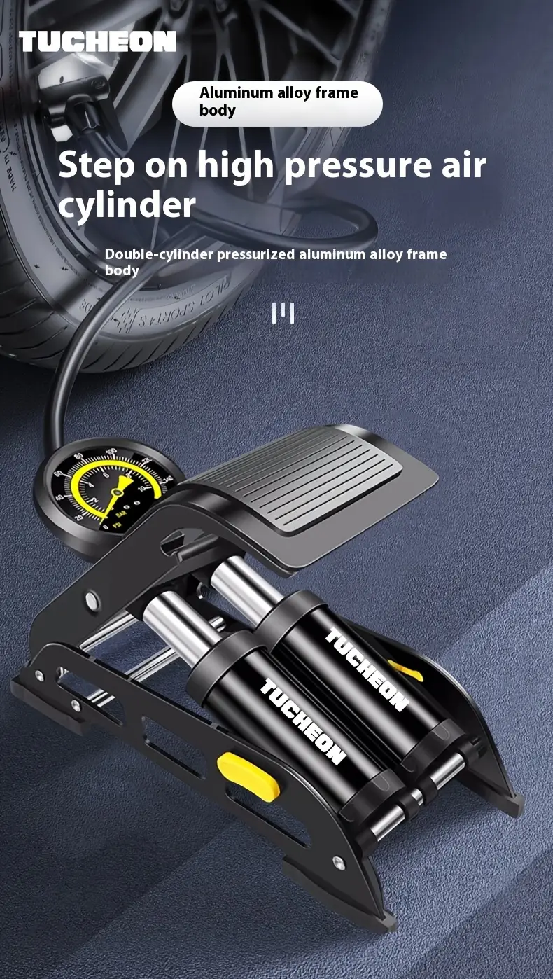 high pressure 190 psi pump with pressure gauge portable air pump for car motorcycle and bicycle tires suitable for bicycles basketballs and pool inflatable pump for car tires details 0