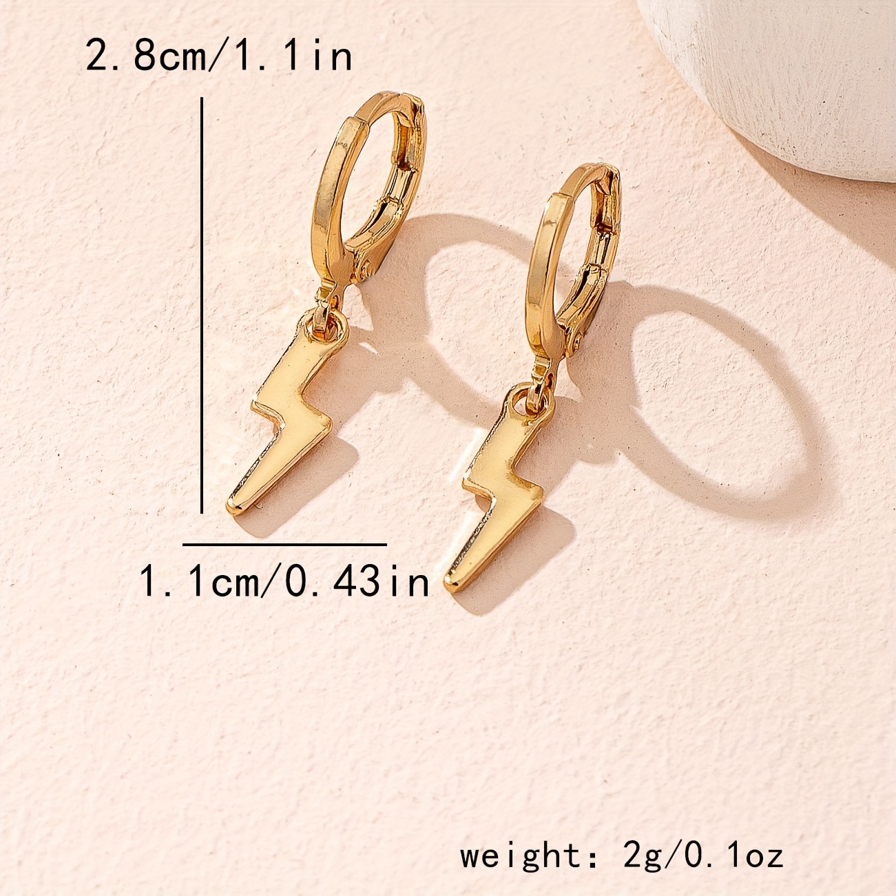 Lightning Shape Pendant Earrings, Fashionable Design