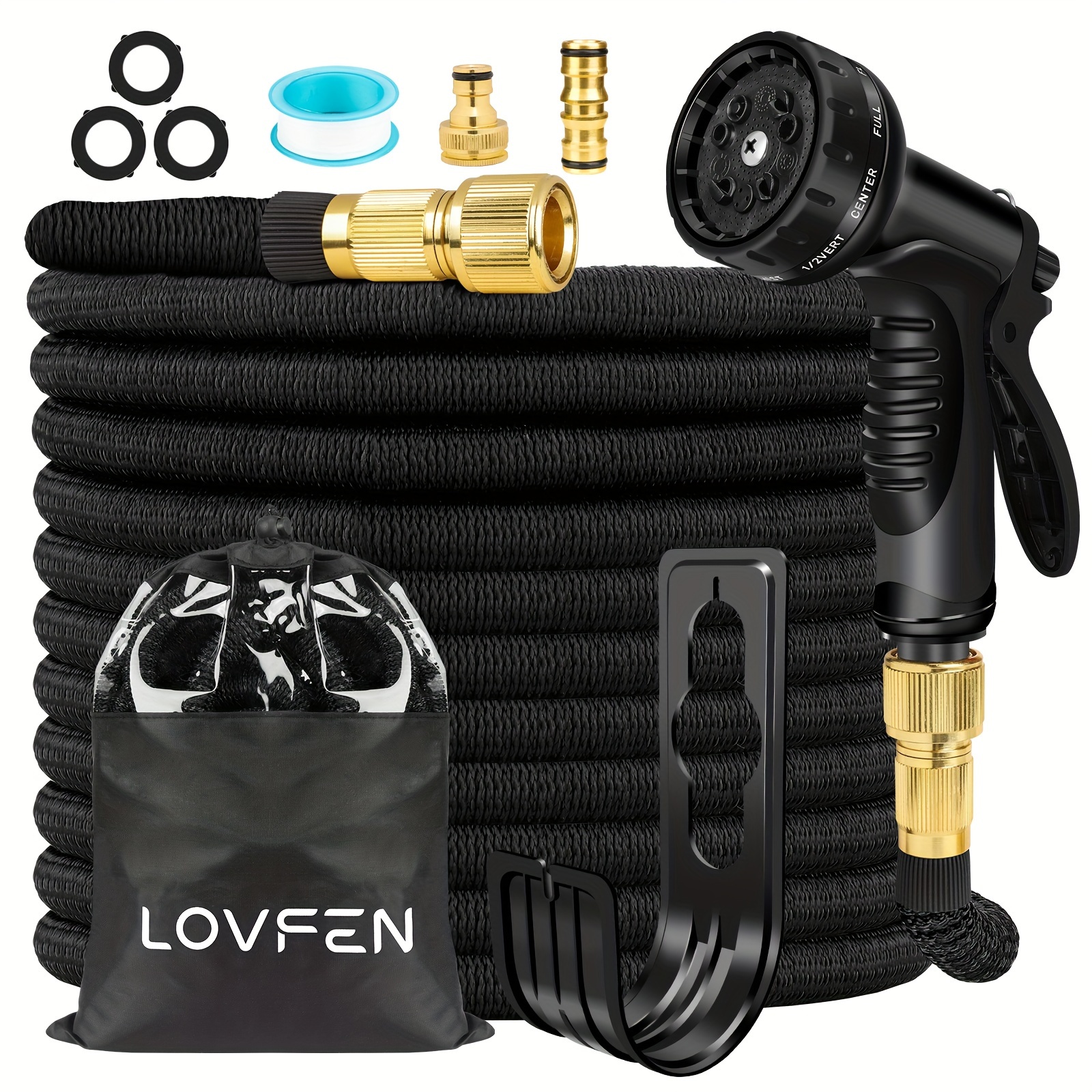 

Lovfen Flexible Garden Water Hose With 10 Spray Nozzle 25/50/75//150ft