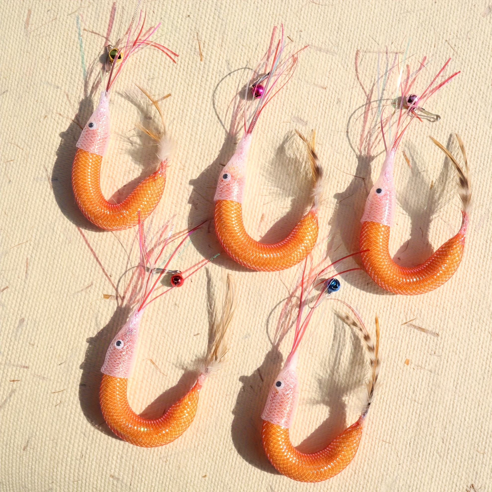 2pcs Cat Teeth Cleaning Shrimp Chew Toys - Plastic, Pet Self-Heeling Audible Toys, Random Color Bells, Rich Scent, Cat Teaser Replacement Heads, All Breed Sizes, No Batteries Required, Cat Teeth Cleaning Toys, Vibrant Feathers, Durable Toys