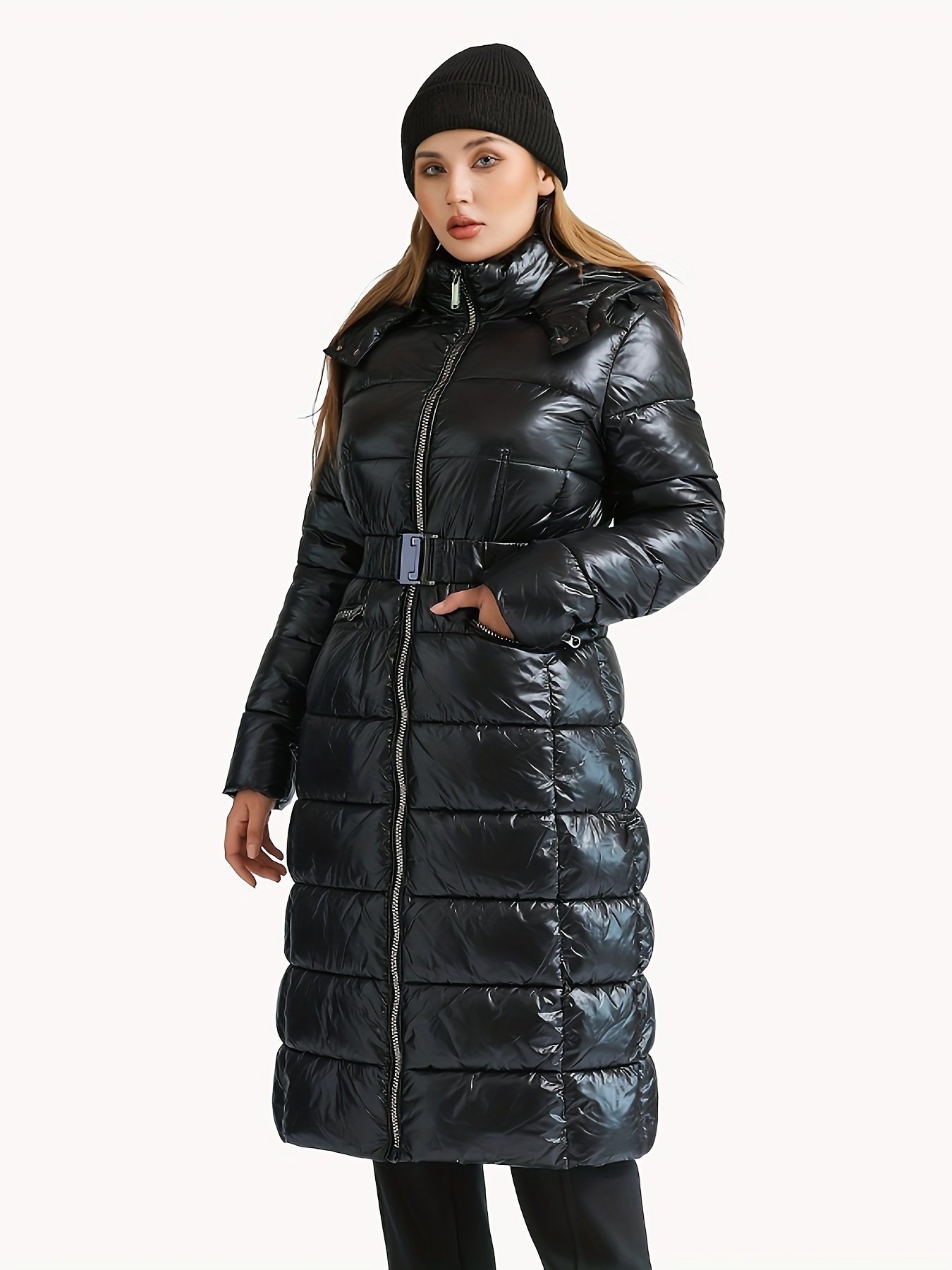 langärmliger damen winterparka mantel lässige schwarze dicke