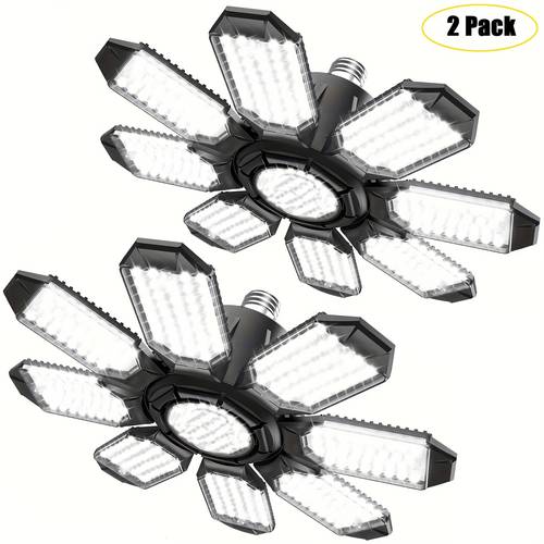 1pc 2pcs garage lights 25000lm shop light 6500k ceiling led lights with 8 1 deformable panels indoor lighting for garage workshop utility room barn warehouse attic