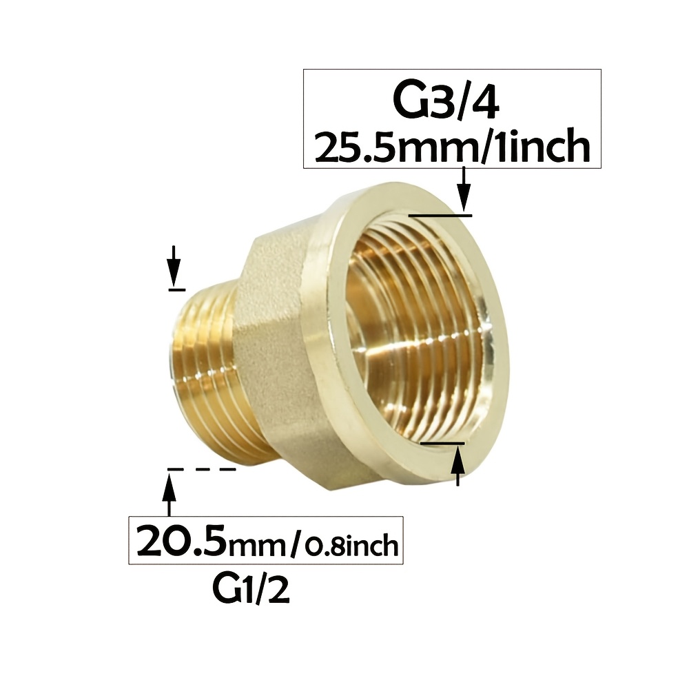 Image of Brass Connector For Reducing From 1 Inch To 3/4 Inch And 1/2 Inch, Suitable For Male And Female Threads, Designed For Metal Threaded Water Pipes