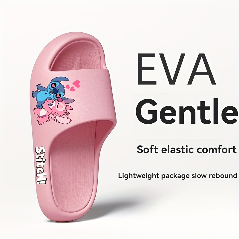 Stitch & Angel Cartoon EVA Flip-Flops - Soft Insole, Durable Sole, Washable, All-Season Casual Sandals for Warm Weather | Playful Design | EVA Flip Flops, Home Slippers, Couple Sandals, Unisex Sandals