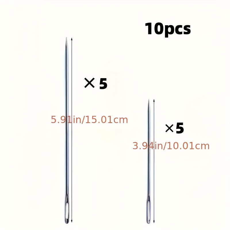 TEMU 10 aiguilles à coudre à l'œil ultra-longues Sharp - Ensemble d'aiguilles à élinguer et d'artisanat durables et pointues, tailles variées
