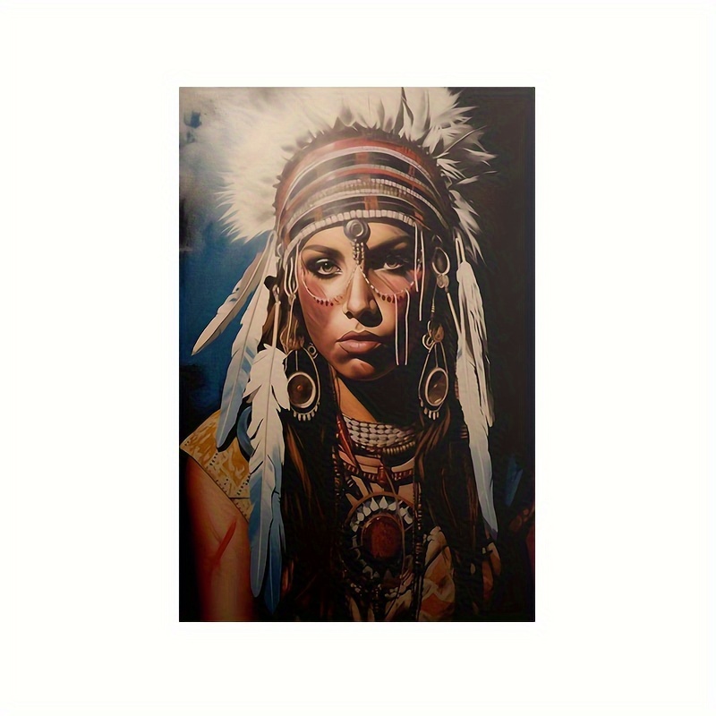 Framed Native American Indian Women Girl Canvas Wall Art - Temu