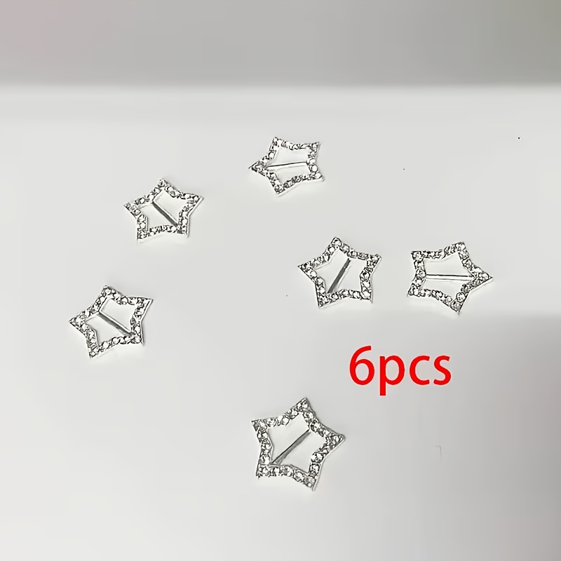 TEMU Set da 6 fibbie per scarpe a forma di stella lucide, adatte per decorazione con strass in di di sneakers, scarpe sportive e , accessori di moda