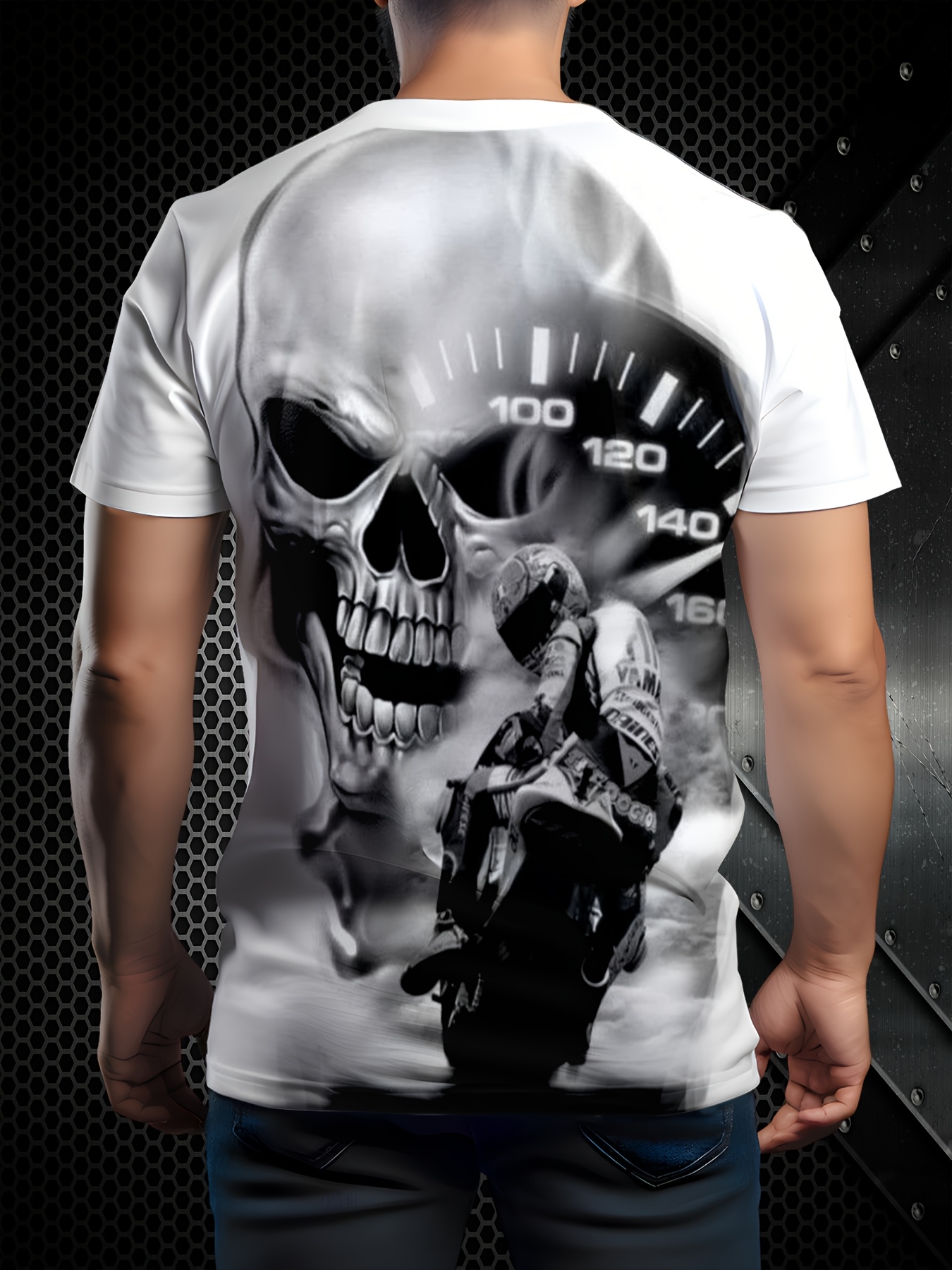 camiseta hombre estampado calavera en motocicleta 3d Temu Argentina