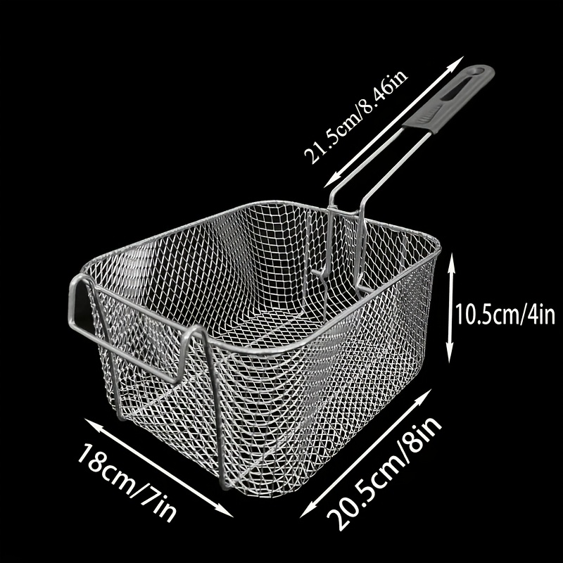 TEMU 1 Panier de Friteuse en Acier Inoxydable avec Poignée en Métal - Facile à Nettoyer, Pliable, Résistant aux Hautes Températures, Convient pour