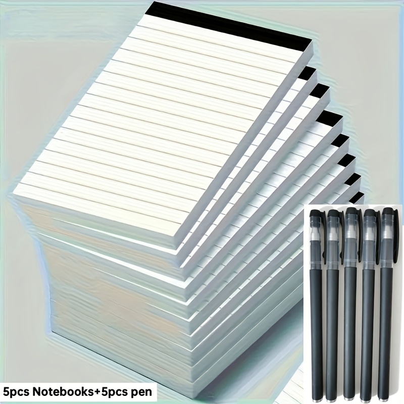 TEMU Lot de 10 pièces : 5 cahiers + 5 stylos, cahiers multifonctionnels à pages lignées, 30 pages par cahier, taille 7,62 × 12,7 cm, idéal pour et ,