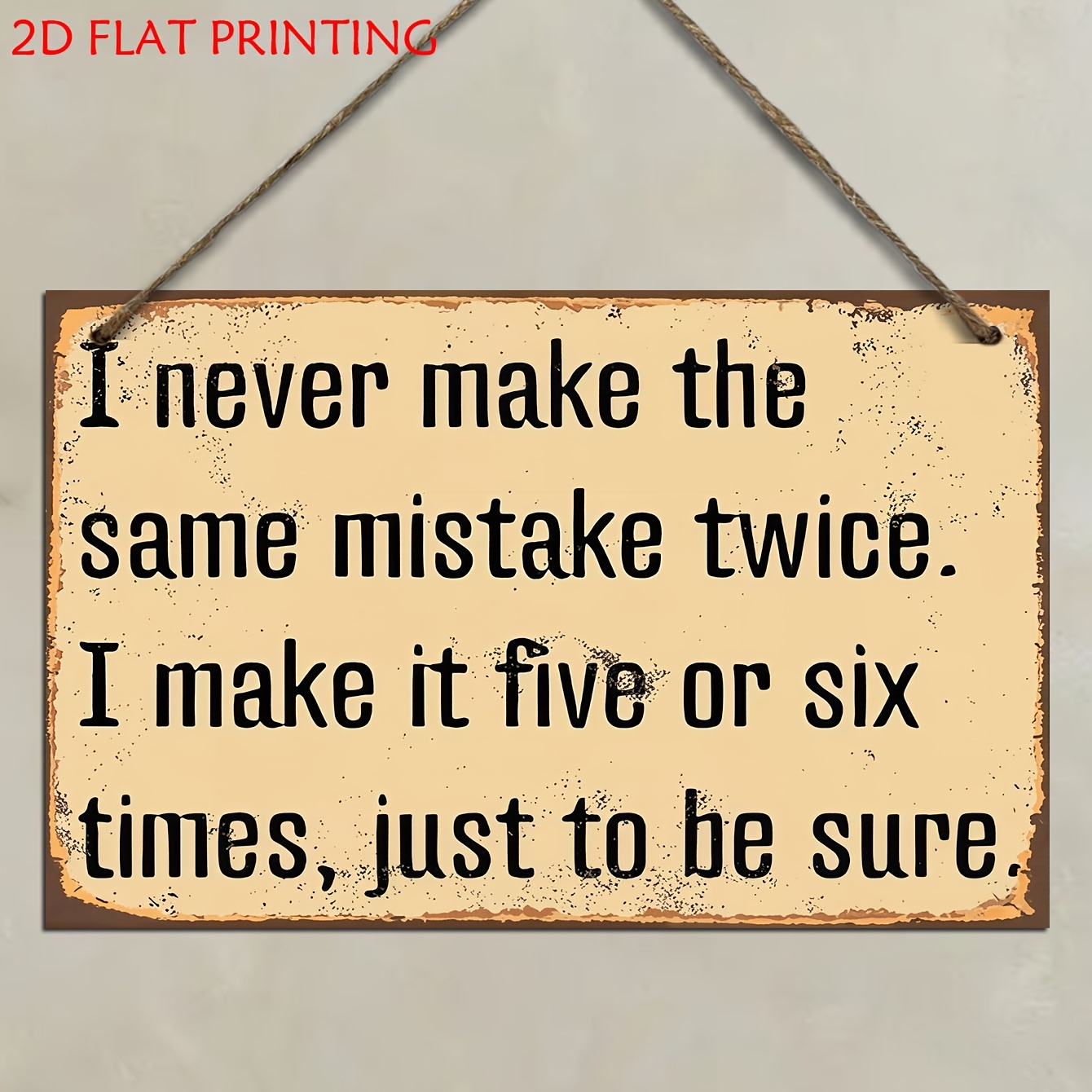 TEMU 2d Flat 1pc Fun Wooden Wall Hanging Sign "i Never Make " Retro Humorous Plaque - Artificial Material Suitable For Room, Kitchen, Living Room