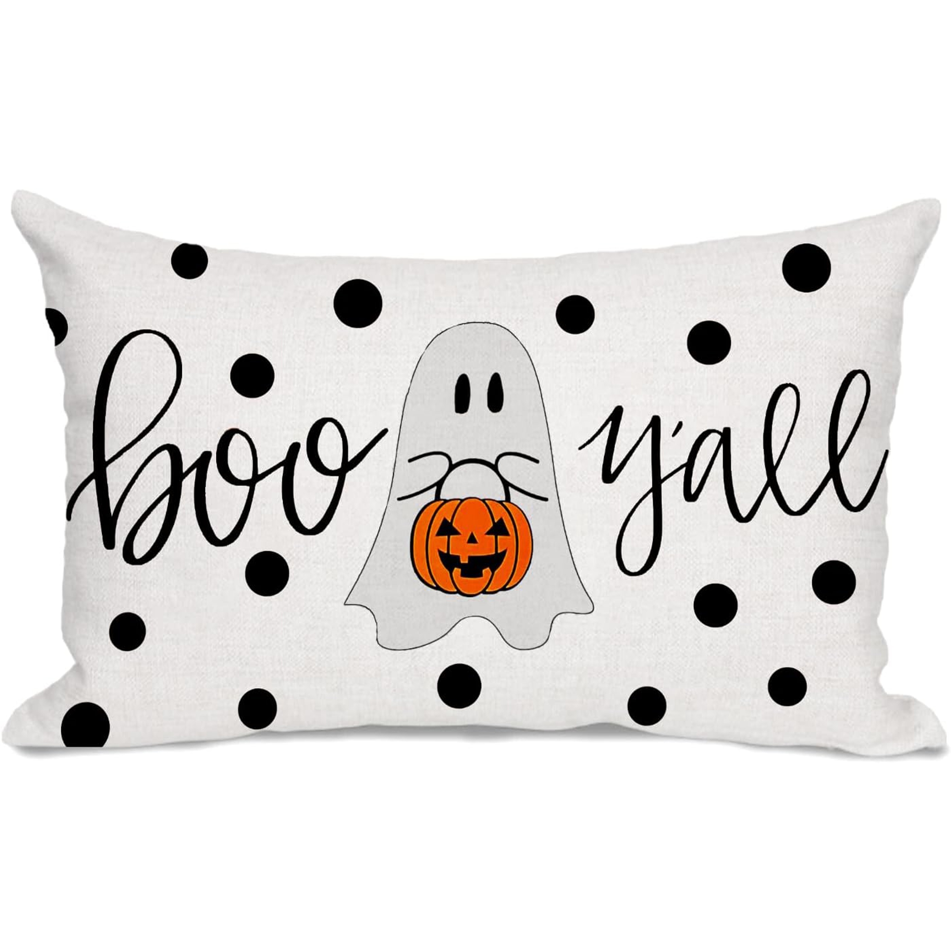 TEMU Taie d'Oreiller Rustique de Ferme pour Halloween - Design Boo & Étoile, Fond Noir, Parfait pour la Décoration de Canapé & Chambre ( Rembourrage)