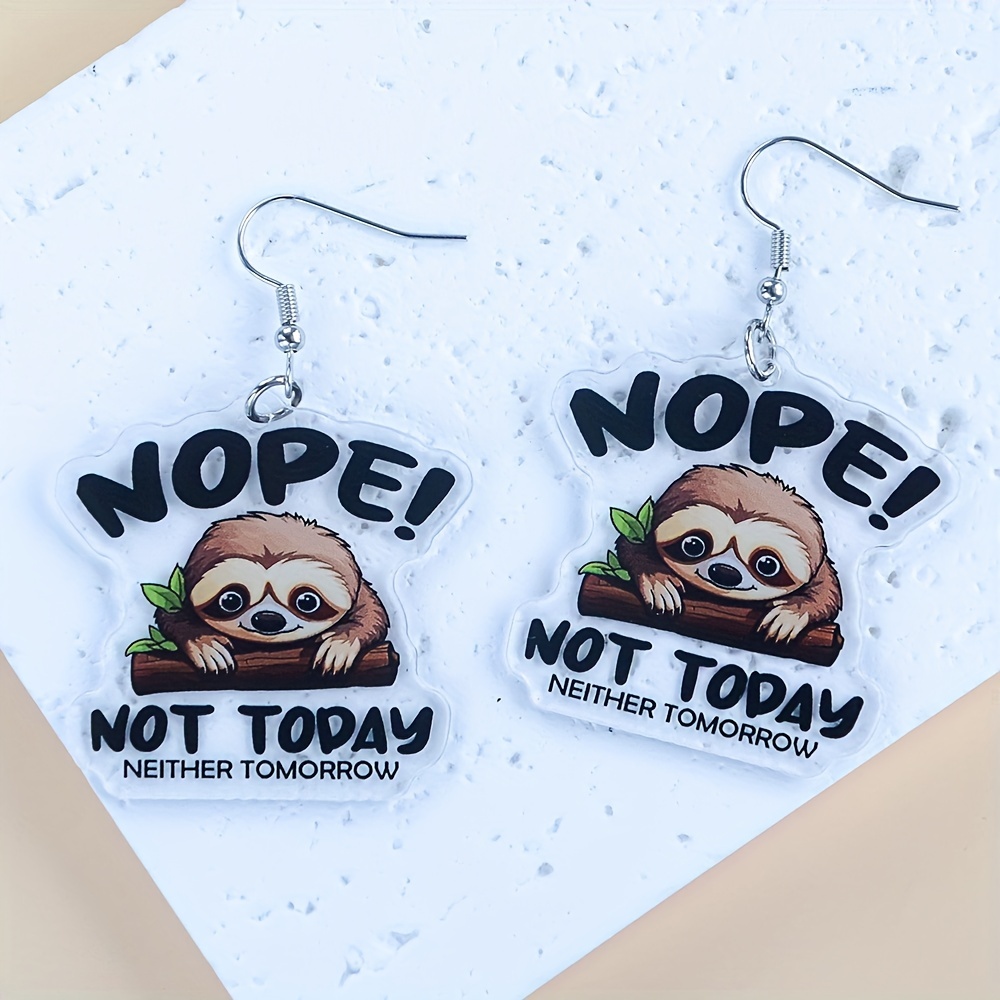 

Funky Sloth Drop & Dangle Earrings, Cute Animal Acrylic Earrings For Women, Hypoallergenic Stainless Steel Ear Needle, Quirky Jewelry Gift For Ages 15+