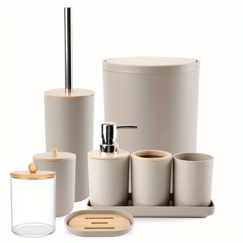 9pcs modern minimalist white like bathroom set plastic - Temu United Kingdom