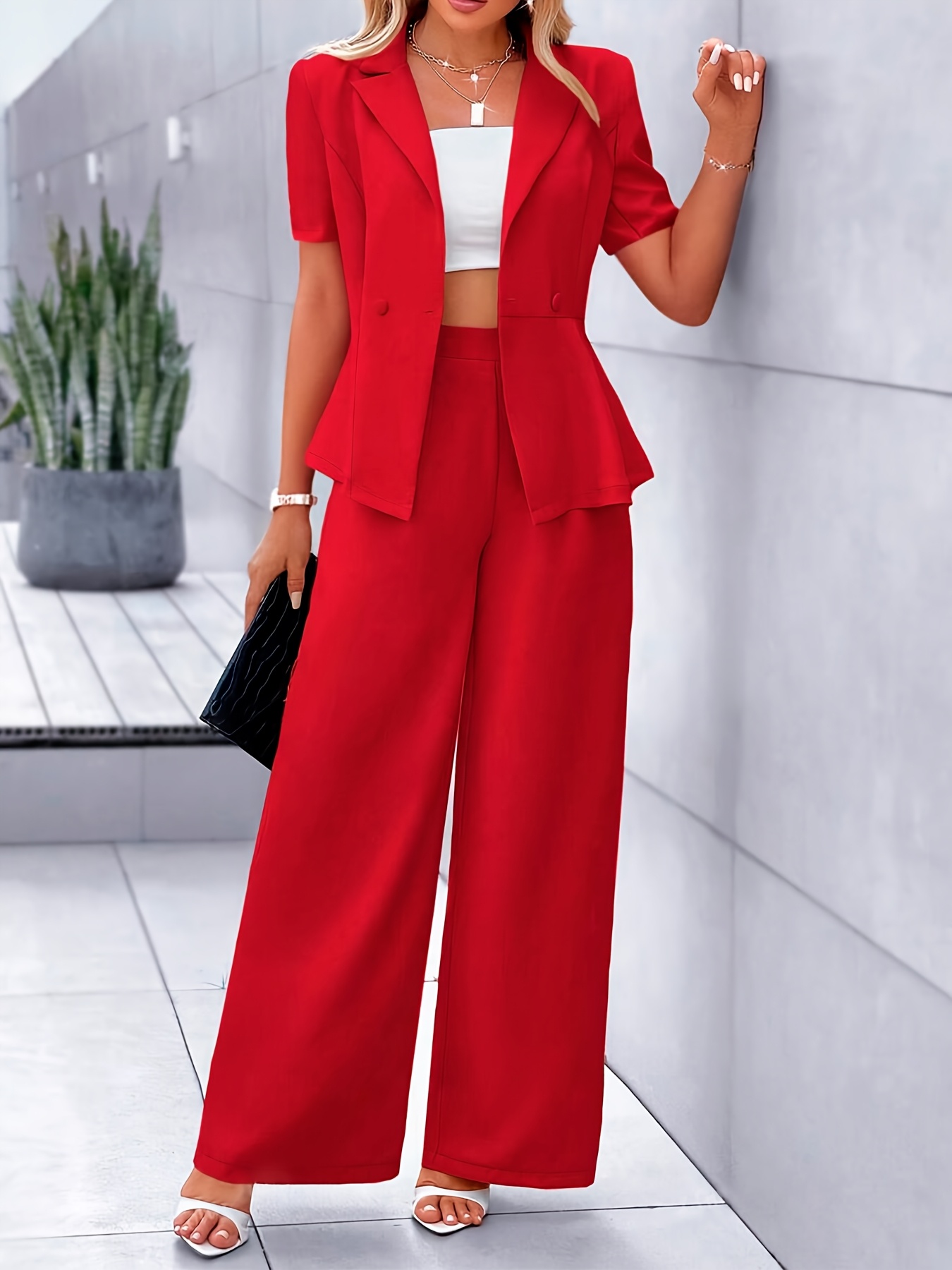 estate moda casual donna elegante tuta a tinta Temu Italy