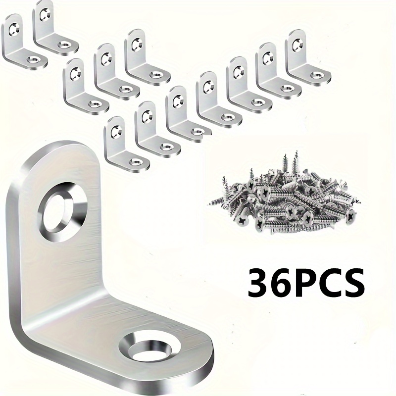 

Set Of 36pcs L-shaped Angle Brackets , Made Of Steel, Suitable For Shelves, Wooden , Cabinets, Chairs, Drawers