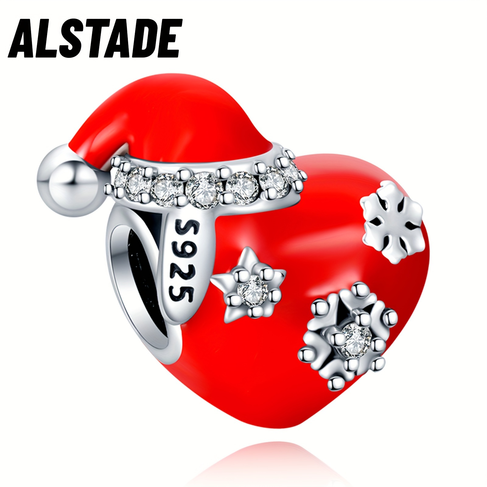 

S925 For Bracelets Metallic Red Heart Christmas Hat Snowflake Charm Pendant Fit Bracelets Necklace Luxury Gift Diy Jewelry Making