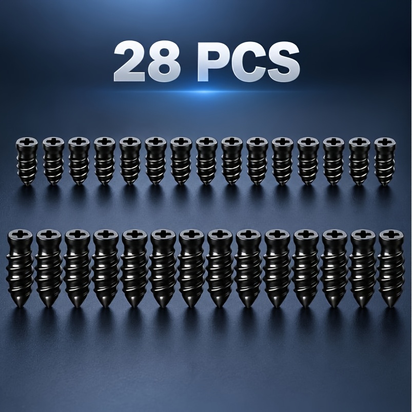 TEMU 28-pack Spiral Tire Repair Nail Kit, 14 Small And 14 Large Screws, Universal Tire Puncture Repair Tool For Tractor Car Motorcycle Lawn Mower And