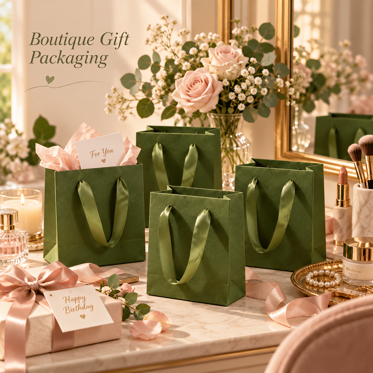TEMU 6/12 sacchetti regalo manici in nastro di raso, piccoli sacchetti di carta per gioielli, bomboniere, compleanni, Natale e regali di boutique