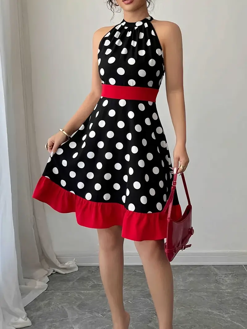 womens summer elegant polka dot print halter neck short - Temu United Arab Emirates womens summer elegant polka dot print halter neck short - Temu United Arab Emirates