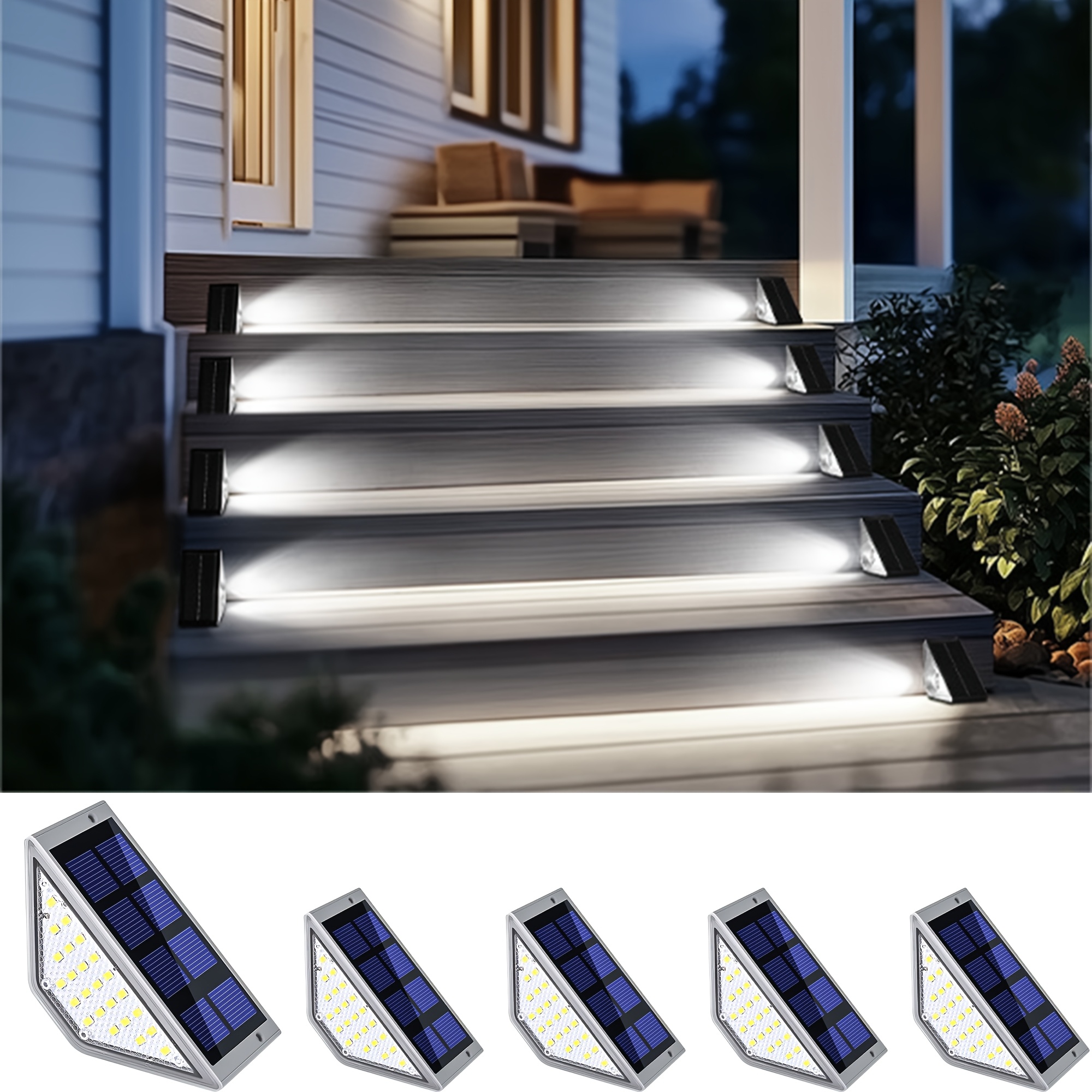 TEMU [solar Step Lights] 12-pack/6-pack/4-pack Solar Led Lights, Automatic Switch , 12-hour Lighting Of Outdoor Stairs, Warm/white Light, , Very