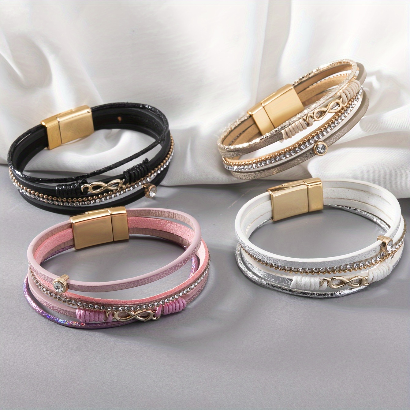 Rhinestone Wrap Bracelet with Magnetic Clasp