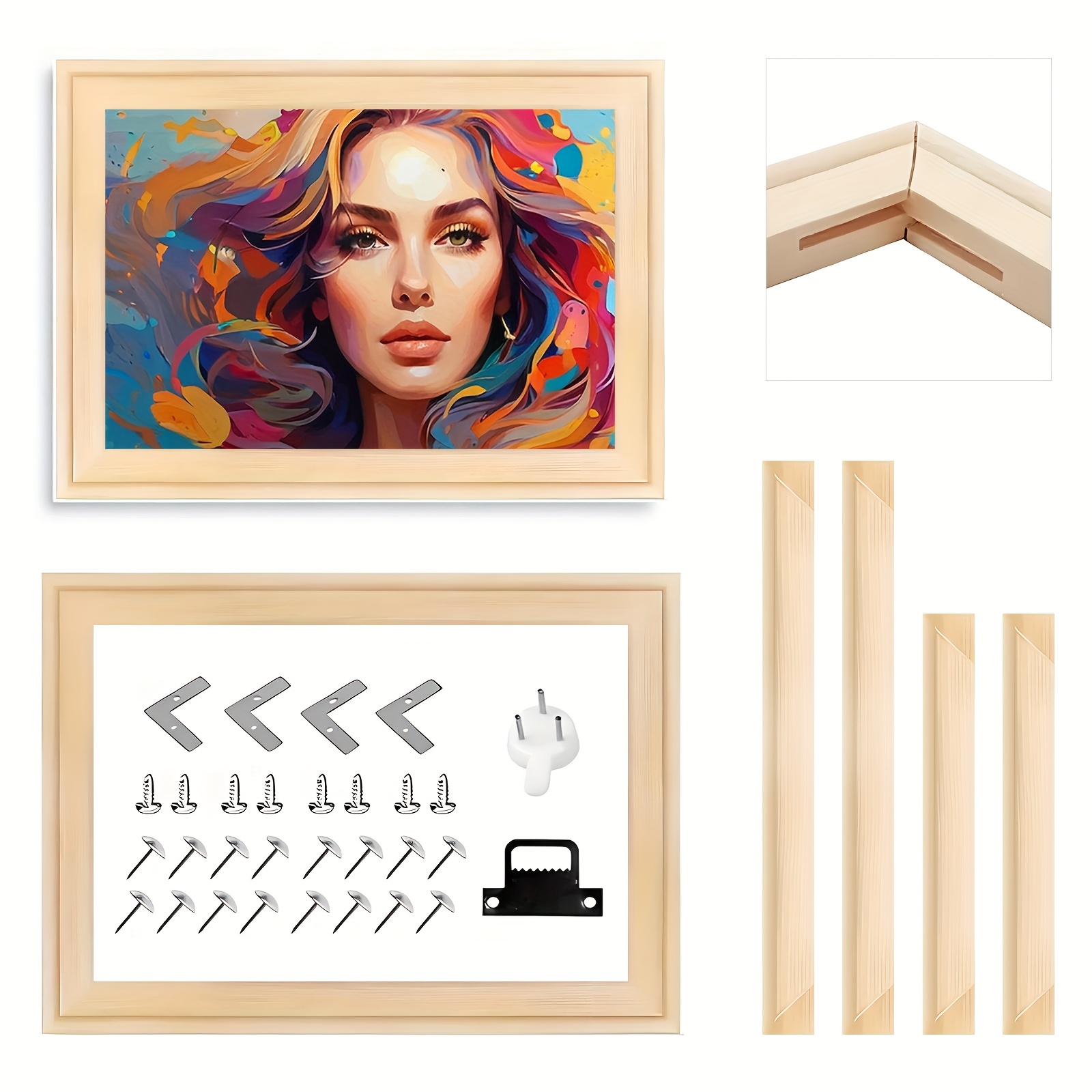 Kit Cornice In Legno Fai Da Te Per Quadri E Poster – Dimensioni 40x50 Cm – Profilo 3x1,3 Cm – Pronta Da Appendere