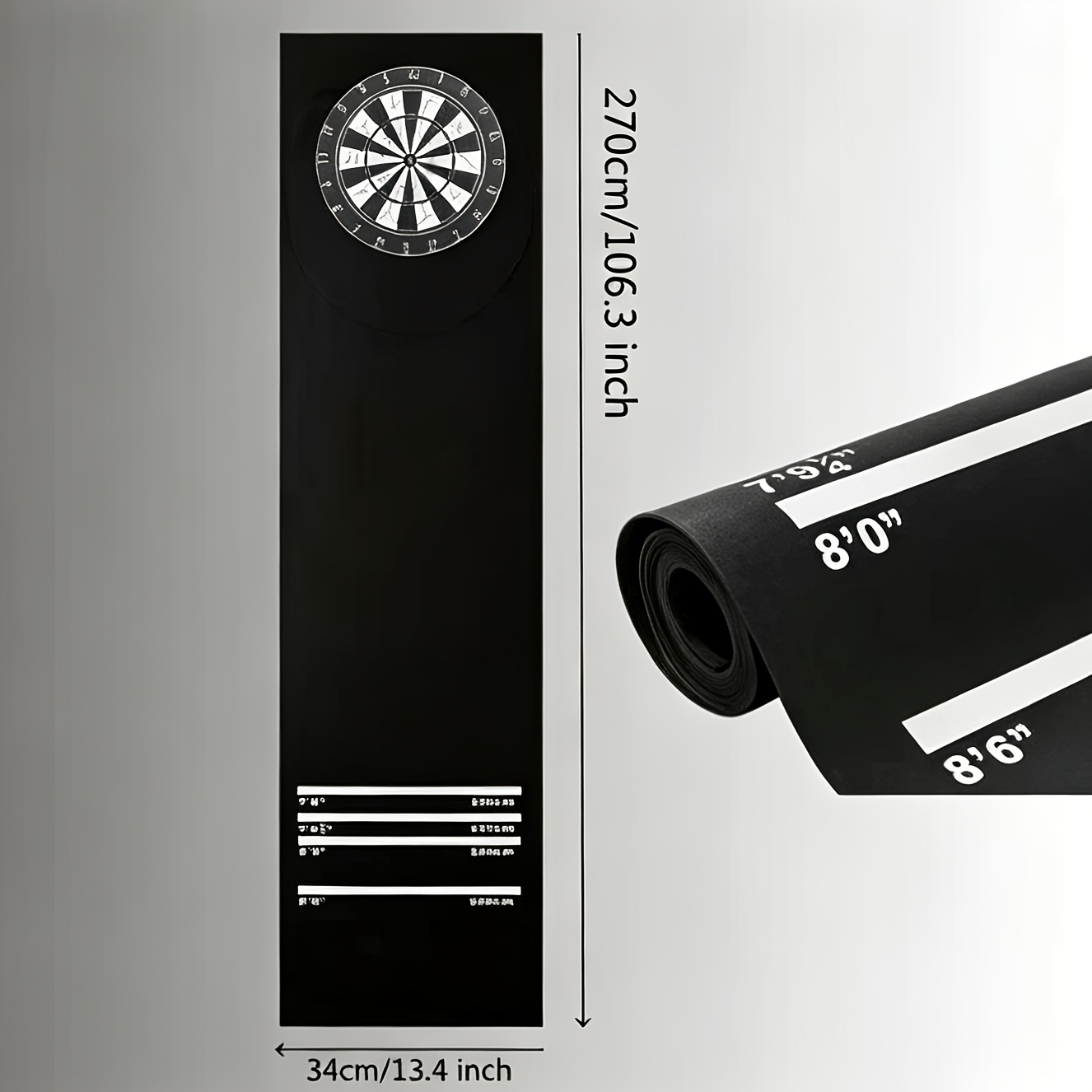 TEMU [JIANJINLE] Dartmat, Standaard Werp Anti-Slip Mat met Schaallijnen, Home Bar Dartbord Beschermingspad, Slijtvast en Geluidsreducerend, Zonder