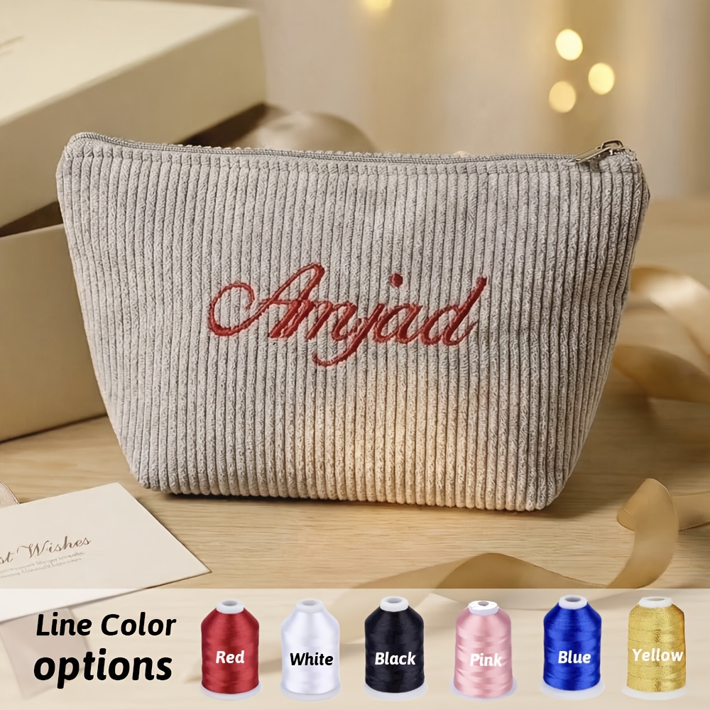 E-shop Personalisierte Reise-Kosmetiktasche, Anpassbare Cord-Makeup-Tasche mit Namen, Großvolumige Moderne Langlebige Tragbare Kosmetik-Organizer,