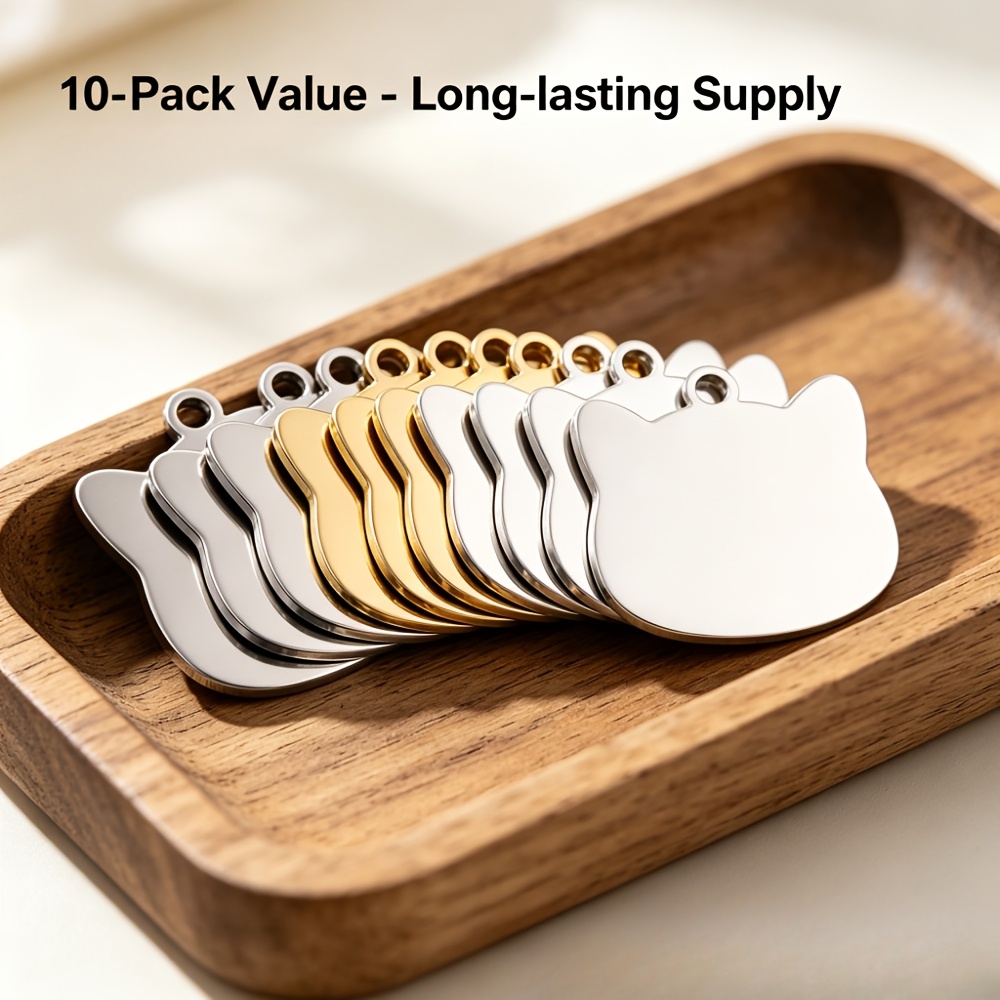 10pcs Blank Stainless Steel Pet ID Tags Pendant