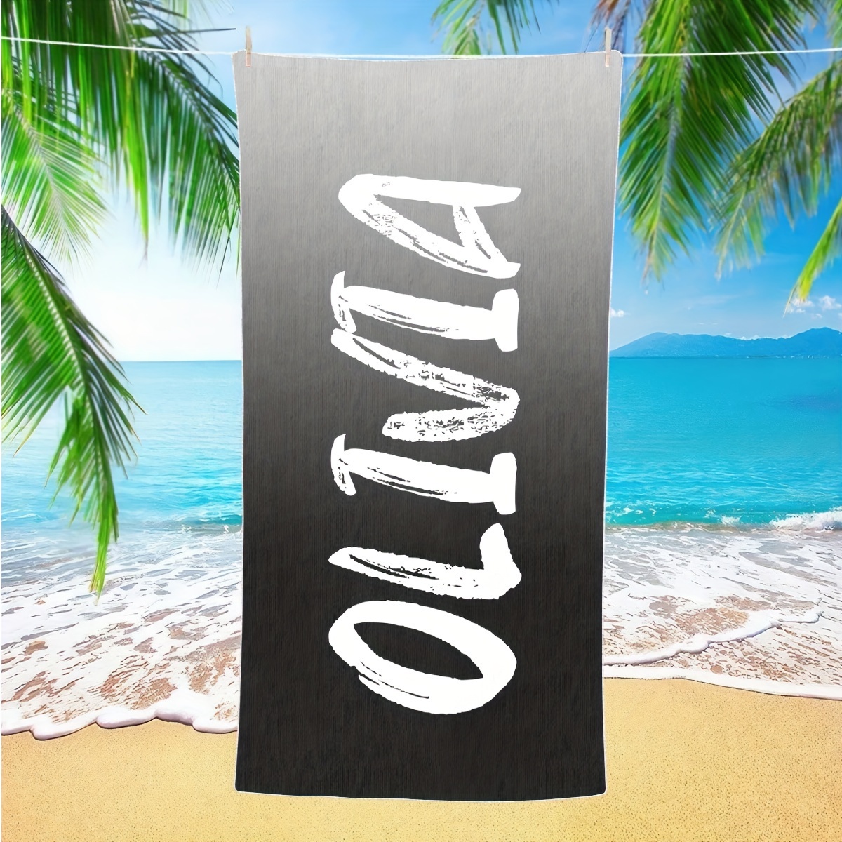 TEMU 1pc Customized Beach Towel, Gradient Pattern Personalized Beach Blanket, & Quick-drying Swimming Towel, Suitable For Beach Swimming Outdoor