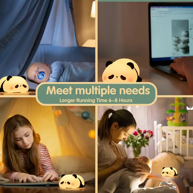cute panda led night light adjustable brightness bedside lamp childrens use and parent child sleeping companion with usb rechargeability Product details 9