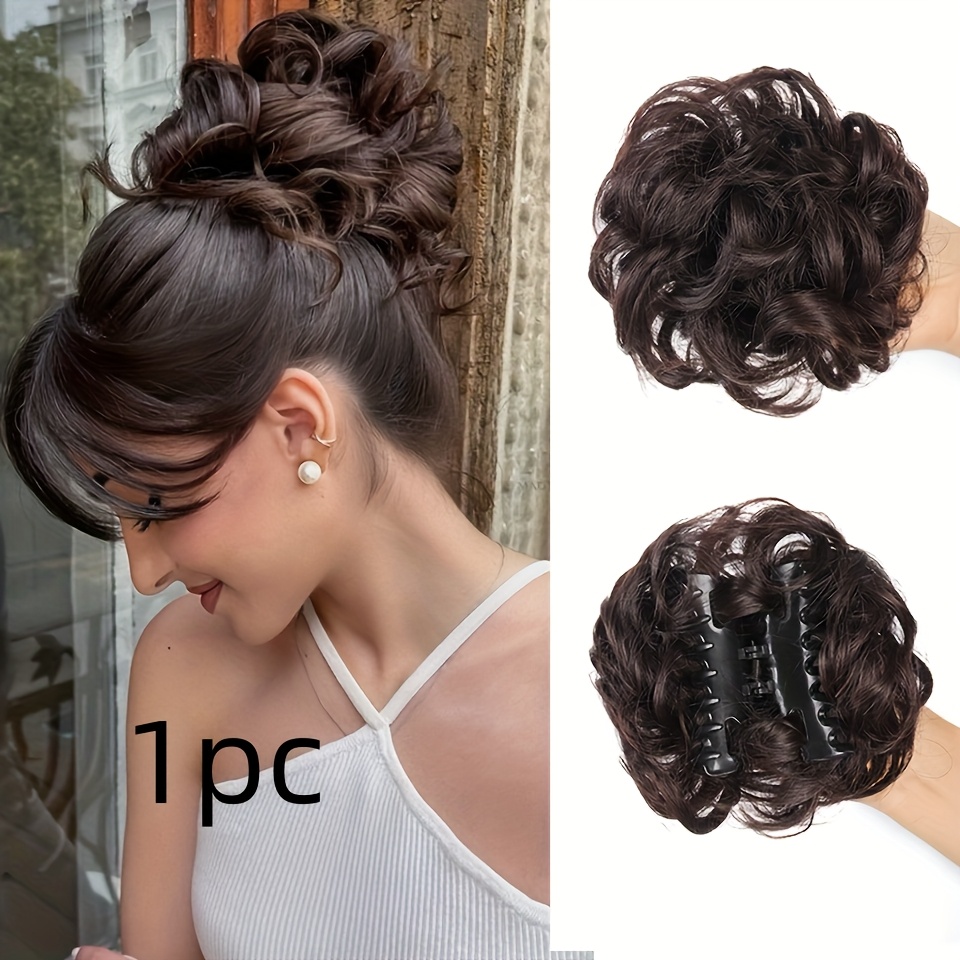 TEMU 1pc Elegant High-temperature Fiber Hair Bun Clip-in, Ponytail, Updo, Headwear Clip, -looking Synthetic Wig Hair Clip, Casual Hairstyle Upgrade |